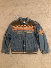 Jaqueta masculina vintage atirador denim caminhoneiros tamanho XL asteca sudoeste Baja Boho comprar usado  Enviando para Brazil