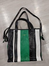 Bolsa tote Balenciaga Bazar listrada verde e preta Shopper grande comprar usado  Enviando para Brazil