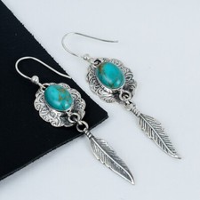 Brincos de prata esterlina 925 turquesa natural do Arizona para casamento, usado comprar usado  Enviando para Brazil