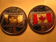Moedas de 25 centavos do Canadá 2015 coloridas e lisas 50º aniversário bandeira canadense. comprar usado  Enviando para Brazil