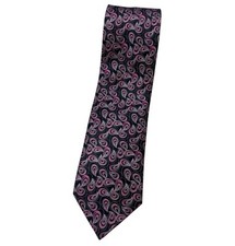 NOVA GRAVATA MASCULINA ITALO FERRETTI 100% seda LUXO preta rosa paisley W:3,6" comprar usado  Enviando para Brazil