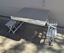 Mesa de piquenique dobrável de alumínio vintage para acampamento com assentos - Mala portátil H63 comprar usado  Enviando para Brazil