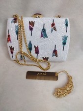Bolsa de mão Judith Leiber Minaudiere cristais de tulipa branca flores com pente de ouro, usado comprar usado  Enviando para Brazil
