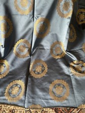 Tecido de seda jacquard vintage folha de louro medalhão damasco ~ ardósia azul ouro comprar usado  Enviando para Brazil