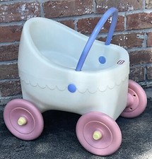 Carrinho de bebê vintage Little Tikes branco rosa boneca buggy tamanho infantil plástico brinquedo LRG comprar usado  Enviando para Brazil