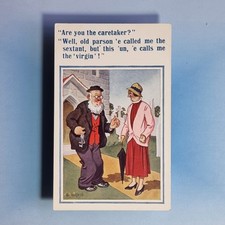 Usado, Cartão postal Donald McGill quadrinhos C1930 igreja cemitério zelador sextante chave virgem comprar usado  Enviando para Brazil