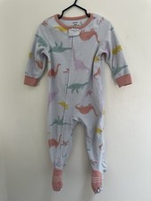 Usado, Carter's Baby Girls 1 peça estampa colorida de dinossauro footie lã PJs branco 18 M comprar usado  Enviando para Brazil