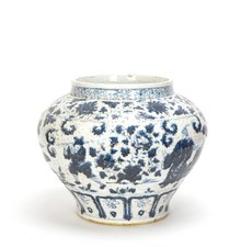 Vaso de porcelana antigo grande chinês estilo MIng figuras azuis e brancas, usado comprar usado  Enviando para Brazil
