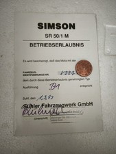 Simson mofa betriebserlaubnis gebraucht kaufen  Tangerhütte