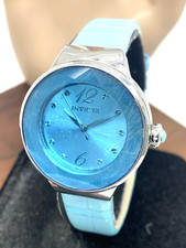 Relógio feminino Invicta 29782 anjo quartzo prata estojo mostrador azul pulseira de couro 32mm, usado comprar usado  Enviando para Brazil