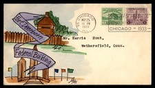 Capa Mayfairstamps US FDC 1933 Fox pintada à mão Century of Progress primeiro dia a comprar usado  Enviando para Brazil