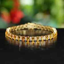 Usado, Pulseira de tênis feminina citrino simulada corte oval 6 quilates folheada a ouro amarelo 14K comprar usado  Enviando para Brazil