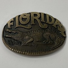 Fivela de cinto de jacaré vintage da Flórida rara bronze maciço design prêmio medalhas comprar usado  Enviando para Brazil