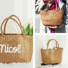 Handwoven straw tote for sale  KENILWORTH