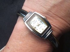 Studio Time Silver Tone Pebbled Gold Tone Accent Cuff Watch Quartz Works comprar usado  Enviando para Brazil