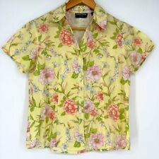 Blusa vintage Lemon Grass Studios ilhós floral manga curta botão para baixo, usado comprar usado  Enviando para Brazil