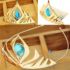 Elsa Princesa Dourada Tiara Coroa Cabelo Pente Festa Coroa de Noiva Headwear Argola de Cabelo comprar usado  Enviando para Brazil