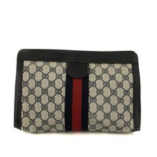 OLD GUCCI GG Logo PVC Webbing Bolsa de Embreagem Azul Marinho/7BG0621 comprar usado  Enviando para Brazil