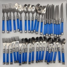 Conjunto de 38 facas colher garfo piquenique talheres aço inoxidável cabo acrílico azul comprar usado  Enviando para Brazil