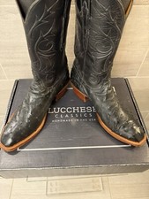 BOTAS CAUBÓI MASCULINAS LUCCHESE CLASSICS EXÓTICAS PRETAS FULL QUILL AVESTRUZ 11,5 D, usado comprar usado  Enviando para Brazil