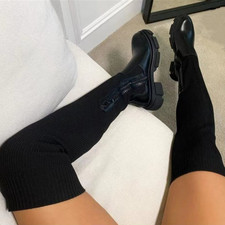 Usado, Botas femininas punk de malha elástica acima do joelho coxa salto bloco sapatos de cavaleiro comprar usado Usado, Botas femininas punk de malha elástica acima do joelho coxa salto bloco sapatos de cavaleiro comprar usado  Enviando para Brazil