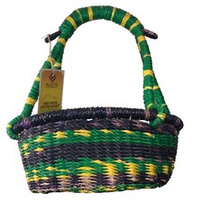 Cesta de Páscoa comércio justo Alaffia tecelagem fina grande com alça Gana Eban comprar usado  Enviando para Brazil