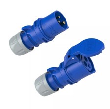 Enchufe y enchufe azul PCE 32 amperios 3 pines IP44 a prueba de salpicaduras 230 V PCE 023-6 + PCE 223-6 segunda mano  Embacar hacia Mexico