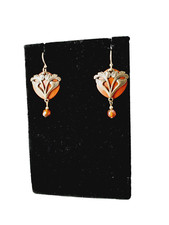 Brincos pendurados de gota de disco laranja de duas camadas feitos nos EUA Silver Forest comprar usado  Enviando para Brazil