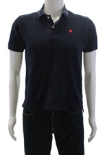 Camisa polo masculina gráfica Play Comme Des Garcons manga curta azul marinho tamanho M comprar usado  Enviando para Brazil
