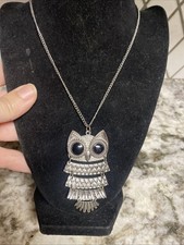 Colar pingente corrente Halloween outono 15 polegadas BOHO tom prata coruja olhos pretos comprar usado  Enviando para Brazil