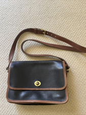 Bolsa tiracolo Coach vintage preta e bronzeada, feita nos EUA anos 70, usado comprar usado  Enviando para Brazil