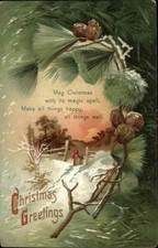 Cerca de madeira de Natal pinhas e agulhas clapsaddle não assinado cartão postal c1910 comprar usado  Enviando para Brazil