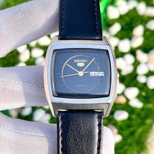 Usado, Relógio masculino vintage Seiko 5 automático formato TV estojo rosto preto Japão 6319-5020 comprar usado  Enviando para Brazil