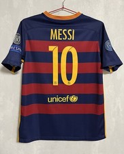 CAMISA DE FUTEBOL MESSI BARCELONA 2015 2016 UCL CASA JUVENIL GG 13-15Y, usado comprar usado  Enviando para Brazil