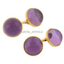 Pedra preciosa de ametista natural com abotoadura de prata esterlina 925 folheada a ouro #1818 comprar usado  Enviando para Brazil