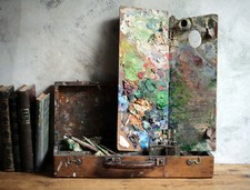 Usado, French Artist Pallet Wooden Antique Paint Mixing Board comprar usado  Enviando para Brazil