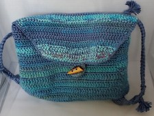 Mochila listrada turquesa de crochê bolsa estilo Boho 12x10x4 comprar usado  Enviando para Brazil