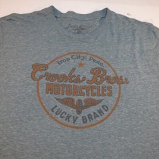LUCKY BRAND CROOKS BROS. MOTOCICLETAS Iron City Pensilvânia TEE T SKIRT Masculina GG comprar usado  Enviando para Brazil