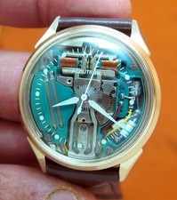SERVICED 214 ACCUTRON SPACEVIEW 10KT. GOLD FILLED TUNING FORK MEN'S WATCH M5 comprar usado  Enviando para Brazil