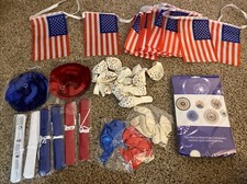 Usado, Decorações de bandeira da América EUA balões patrióticos teto espirais papel rosetas comprar usado  Enviando para Brazil