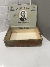 Caixa de charuto vintage antiga Abe madeira publicidade 8,5” x 6” ótimos gráficos , usado comprar usado  Enviando para Brazil