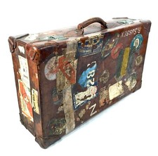 Mala de viagem de couro antiga para cavalheiros c.1940 / interesse militar comprar usado  Enviando para Brazil