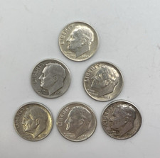 LOTE aleatório de 6 centavos Roosevelt 90% prata circulada nos EUA pilha de 10 centavos comprar usado  Enviando para Brazil