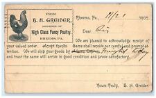 Cartão postal 1905 BH Greider alta classe fantasia aves frango reems PA comprar usado  Enviando para Brazil
