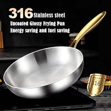Usado, 316 Stainless Steel Frying Pan Wok Pan Nonstick Cooking Fried Steak Gas Stove Po comprar usado  Enviando para Brazil