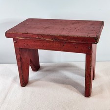 Banqueta infantil de madeira pintada de vermelho vintage fazenda CASA DE CAMPO 12x9x7", usado comprar usado  Enviando para Brazil