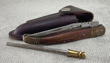 Usado, Faca dobrável estilo Laguiole vintage com bainha e vara – Madeira/latão – Década de 1960–1970 comprar usado Usado, Faca dobrável estilo Laguiole vintage com bainha e vara – Madeira/latão – Década de 1960–1970 comprar usado  Enviando para Brazil