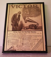 Anúncio emoldurado RCA Victor/Nipper aparência antiga com família americana preta. comprar usado  Enviando para Brazil