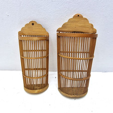 Par de cestas de almacenamiento vintage de ratán con listones colgantes bolsillos de pared de bambú 22 cm segunda mano  Embacar hacia Mexico