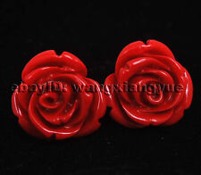 Brincos de prata 12 mm coral vermelho esculpido à mão flor rosa AAA comprar usado  Enviando para Brazil